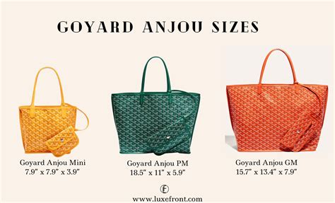 goyard tote bag size comparison|goyard tote with zipper.